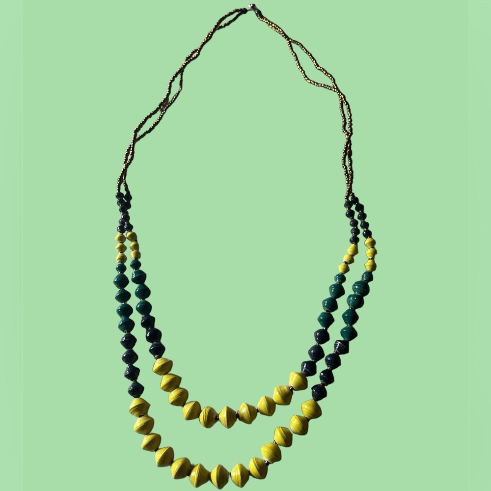 Teng Yeu Multi-Color Paper Bead Necklace